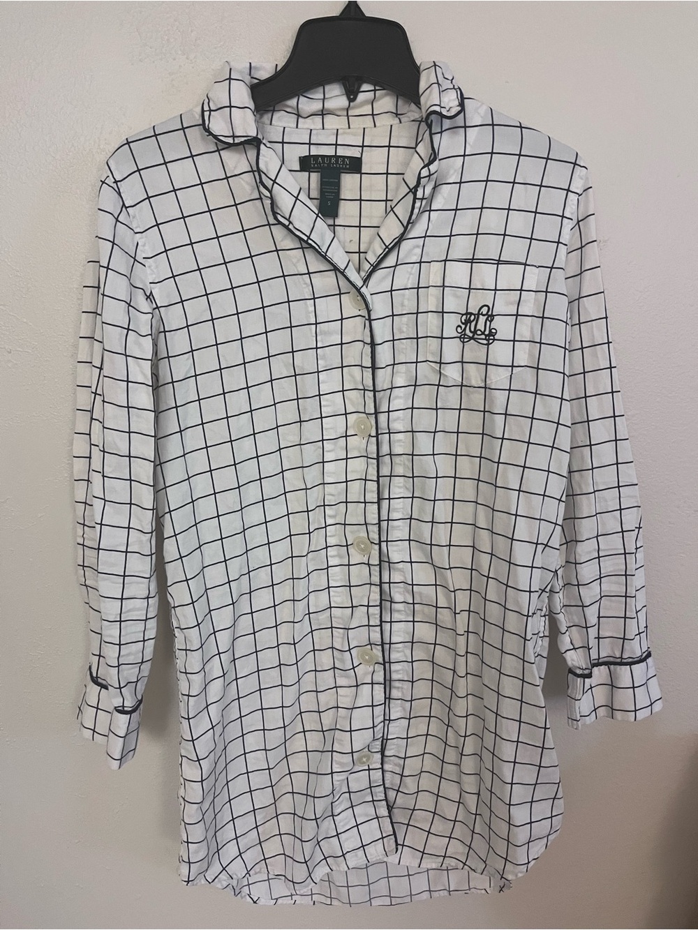 Lauren Ralph Lauren windowpane grid sleepshirt size small